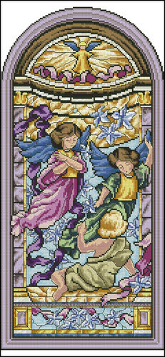 Stained glass window of angels